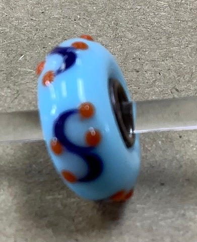 Troll Unique Light Blue Bead with Swirls and Dots