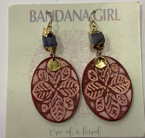 #491 Bandana Girl Leather Earrings