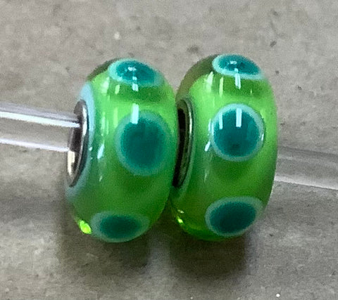 Troll Unique Green Bead with Blue Dots( one bead per purchase)