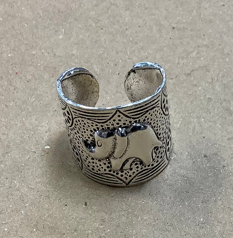 Elephant adjustable cuff ring