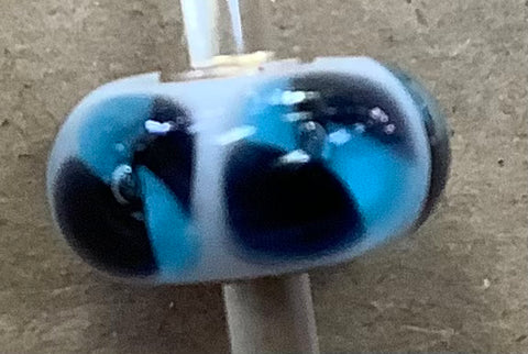 Troll Unique White Bead with Black and Blue Accents
