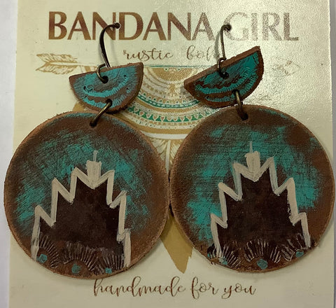 #593 Bandana Girl Leather Earrings