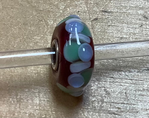 Troll Unique Bead in Cranberry,Greens,and Blues