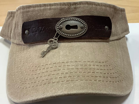 Beige Visor with a Lock and Key by Melinda