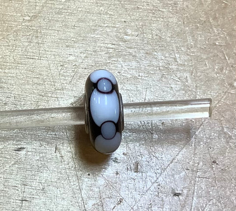 Unique trollbeads black & white with gray dot