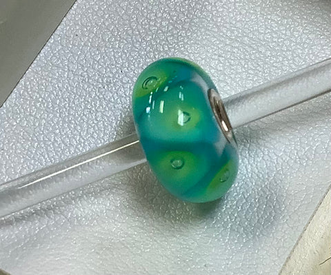 Troll bead teal, white & green