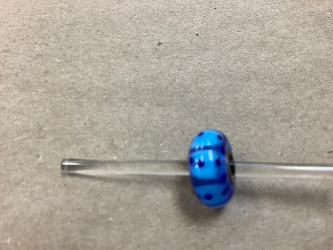 Troll Unique Bead with Shades of Blue and Dark Blue Dots