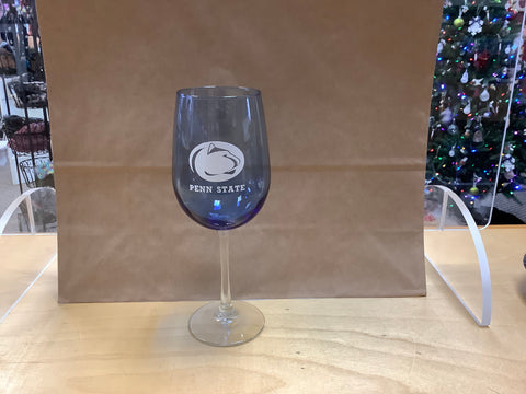 Blue Penn State Stemmed Wine Glass