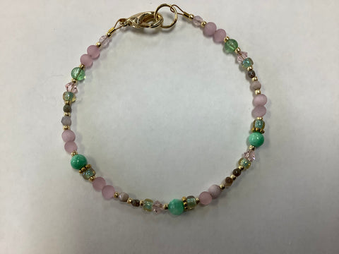Pink/teal/gold gemstone bracelet by Caitlin