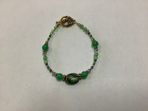 Green & blue gemstone bracelet by Caitlin