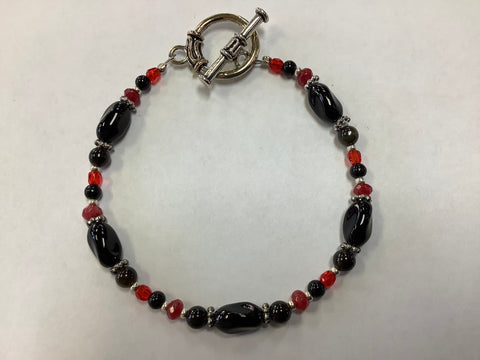 Black & red gemstone bracelet by Caitlin
