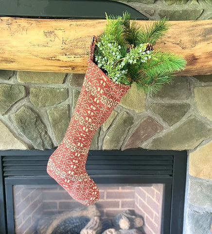 Red, Green, and Tan Christmas Stocking RQ22RGS