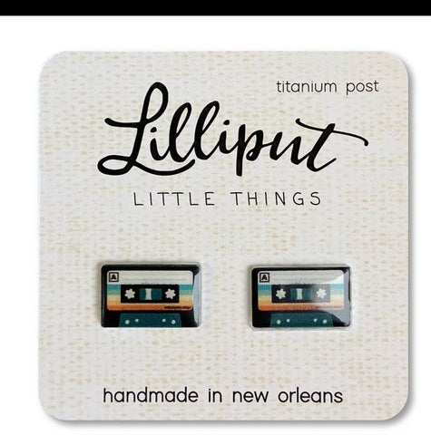 Lilliput Retro Cassette Tape Earrings