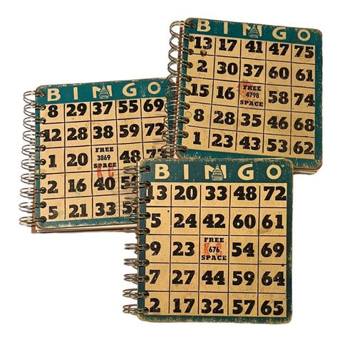 StuckOnU Art - Upcycled Vintage Blue Bingo Card Journal - 5x5"