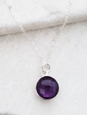 Sosie Designs - Silver Round Amethyst Necklace
