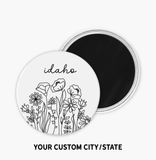Mad River - 2.25 Custom Wildflower Button Magnet with your City/State