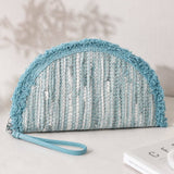 Sensibling Corp. - Boho Fringe Textured Half Moon Clutch Bag: Multi