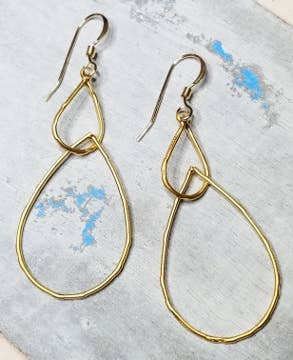 Sosie Designs - Gold Matte Double Teardrop Link Earrings *