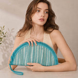 Sensibling Corp. - Boho Fringe Textured Half Moon Clutch Bag: Multi