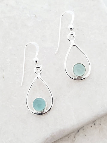 Sosie Designs - Sterling Silver Teardrop Earrings - Aqua Chalcedony