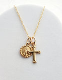 Sosie Designs - Gold Filled Tiny Miraculous Virgin Mary Guadalupe w/ Cross N