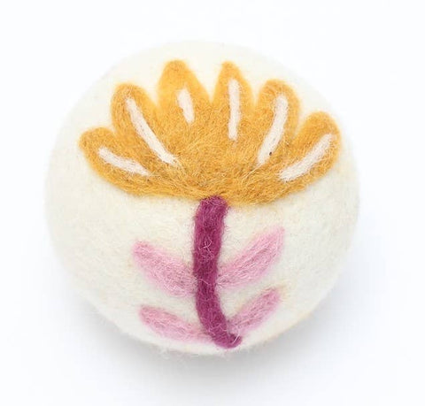 Ethical Global - Flowers: Eco Wool Dryer Balls Fair Trade: Yellow/Pink