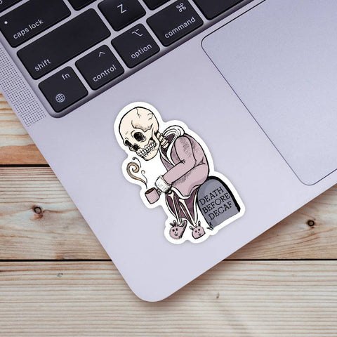 "Death Before Decaf" Skeleton Coffee Sticker