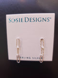 Sosie Designs - Silver Diamond Cut Paperclip Studs Earrings (3.7x30mm)