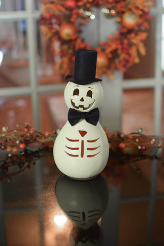 Meadowbrooke Gourds - Skully Skeleton Miniature Hand Crafted Gourd Luminary