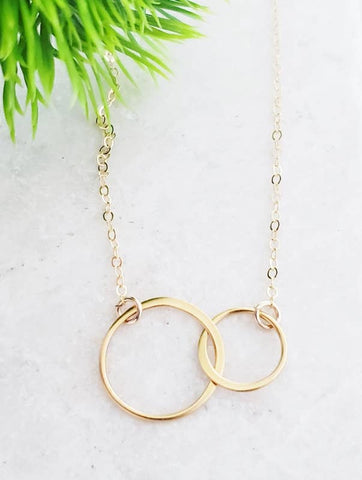 Sosie Designs - Gold Two Intertwined Circle Necklace: 16"