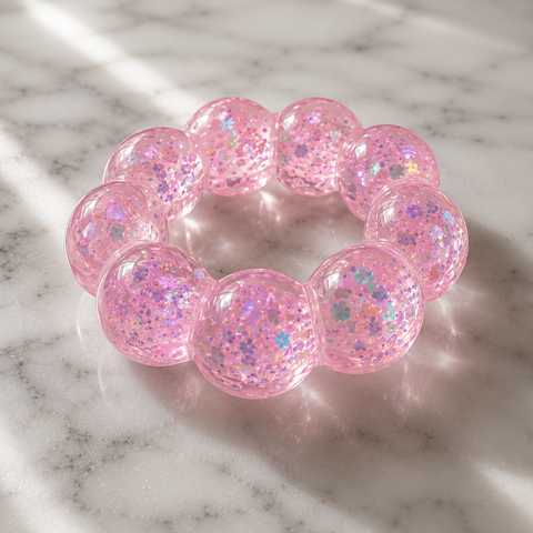 Feelzies - FOS7G -Feelzies™ Glow-in-the-Dark Squishy Bracelet: Cotton Candy Sparkle