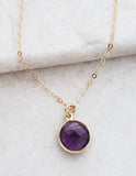 Sosie Designs - Gold Round Amethyst Necklace