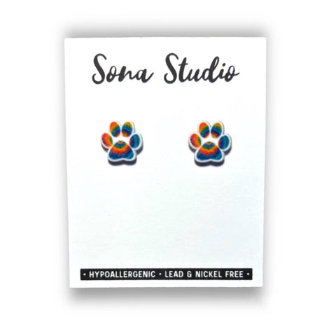 Sona Studio - Tie Dye Paw Print Earrings