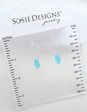 Sosie Designs - Cultured Sea Glass Diamond Cut Teardrop Earrings - Turquoise