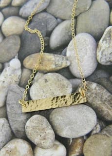 Sosie Designs - Gold Filled Hammered Bar Necklace
