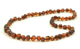 The Natural Amber - Dark cognac Baroque Polished Baltic Amber Beads Necklace : Pop / 13.4"