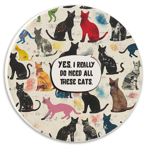 Tipsy Coasters & Gifts - Car Coaster Yes I Really Do Need All These Cats Colorful