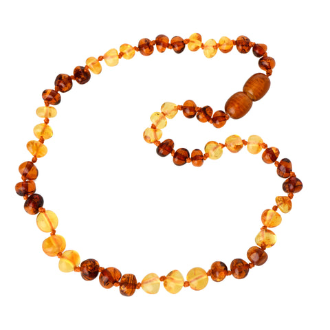 The Natural Amber - Cognac & Lemon Baltic Amber Necklace – Child Size: Screw / 15.8"