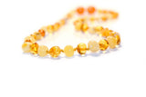 The Natural Amber - Milky & Honey Baroque Polished Baltic Amber Beads Necklace: Screw / 14.2"