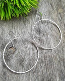 Sosie Designs - #1332 Silver Large Hammered Round Hoop Earrings