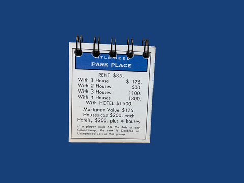 Park Place Monopoly Property Card Mini Notebook Journals