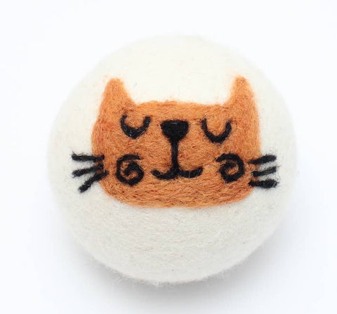Ethical Global - Cats: Eco 100% New Zealand Wool Dryer Balls Fair Trade: Orange Cat