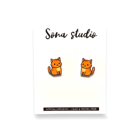 Sona Studio - Orange Cat Earrings