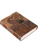 Peacock Embossed Leather Journal diary with 200 pages