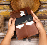 Leather Passport Holder - with Snap Closure: Blue