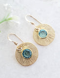 Sosie Designs - #5121 Matte Gold Brushed Crystal Reflections Earring - Aqua