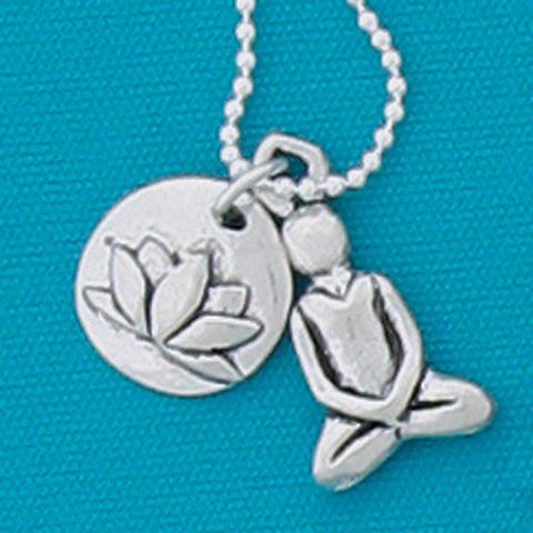 Basic Spirit - Lotus/yoga 18" Dbl. Charm Necklace