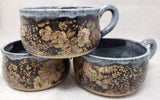 Turtle Hollow Pottery - Flower Garden soup bowl in snow storm glaze