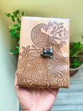 Peacock Embossed Leather Journal diary with 200 pages