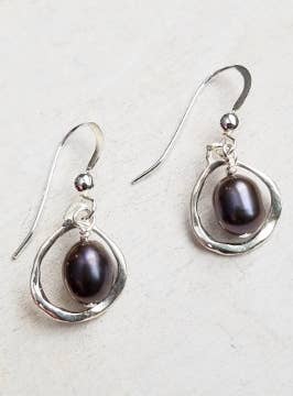 Sosie Designs - Organic Pod Pearl Earrings - Peacock